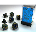 Chessex Lustrous Dice: Shadow / gold | 7 Die Polyhedral Set | 27499