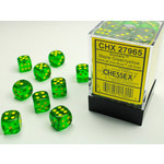 Chessex Borealis Dice: Maple Green / yellow | 12mm d6 Dice Block | 27965
