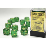 Chessex Borealis Dice: Maple Green / yellow | 16mm d6 Dice Block | 27765