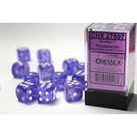 Chessex Borealis Dice: Purple / white | 16mm d6 Dice Block | 27607