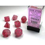 Chessex Ghostly Glow Dice: Pink / silver | 7 Die Polyhedral Set | 27524