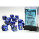 Chessex Vortex Dice: Blue / gold | 16mm d6 Dice Block | 27636