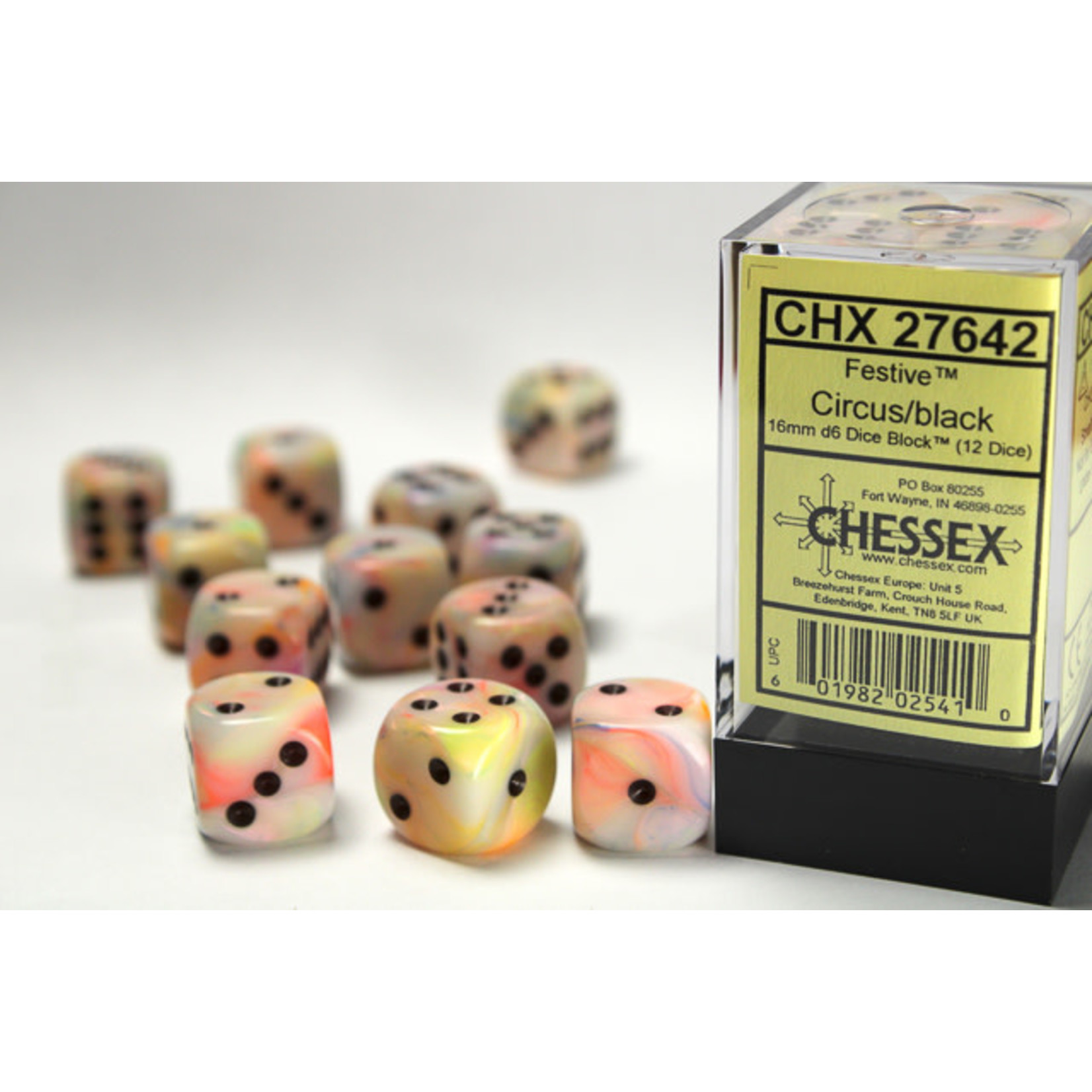 Chessex Festive Dice: Circus / black | 16mm d6 Dice Block | 27642