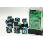 Chessex Festive Dice: Green / silver | 16mm d6 Dice Block | 27645