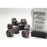 Chessex Velvet Dice: Black / red | 16mm d6 Dice Block | 27678