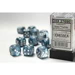 Chessex Lustrous Dice: Slate / white | 16mm d6 Dice Block | 27690