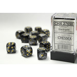 Chessex Lustrous Dice: Black / gold | 16mm d6 Dice Block | 27698
