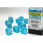 Chessex Luminary Dice: Sky / silver | 16mm d6 Dice Block | 27766