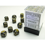 Chessex Leaf Dice: Black Gold / silver | 12mm d6 Dice Block | 27818