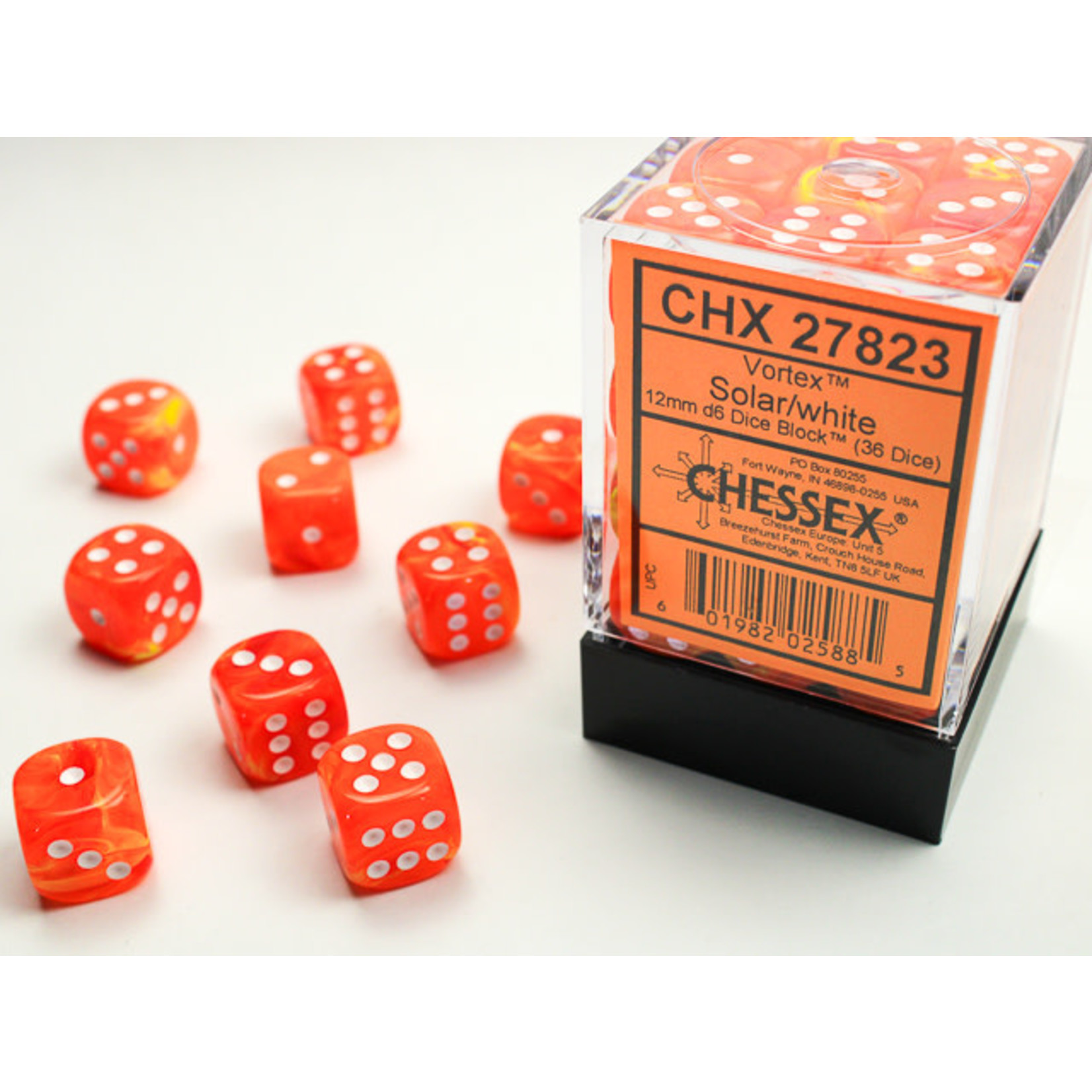 Chessex Vortex Dice: Solar / white | 12mm d6 Dice Block | 27823