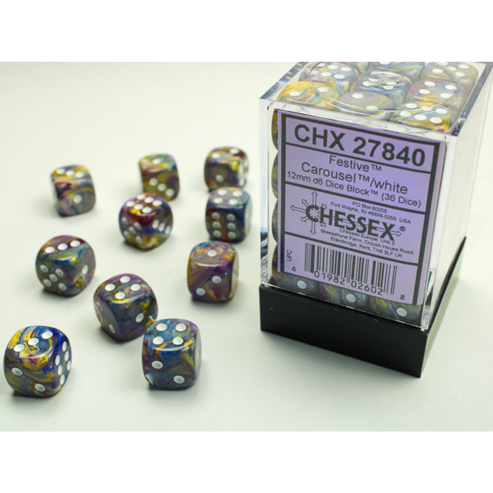 Chessex Festive Dice: Carousel / white | 12mm d6 Dice Block | 27840