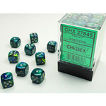 Chessex Festive Dice: Green / silver | 12mm d6 Dice Block | 27845
