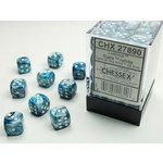 Chessex Lustrous Dice: Slate / white | 12mm d6 Dice Block | 27890