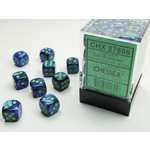 Chessex Lustrous Dice: Dark Blue / green | 12mm d6 Dice Block | 27896