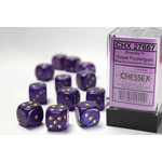 Chessex Borealis Dice: Royal Purple / gold | 16mm d6 Dice Block | 27667