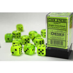 Chessex Vortex Dice: Bright Green / black  | 16mm d6 Dice Block | 27630