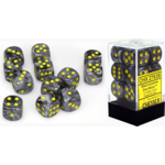 Chessex Vortex Dice: Black / yellow | 16mm d6 Dice Block | 27638