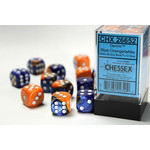 Chessex Gemini Dice: Blue-Orange / white | 16mm d6 Dice Block | 26652