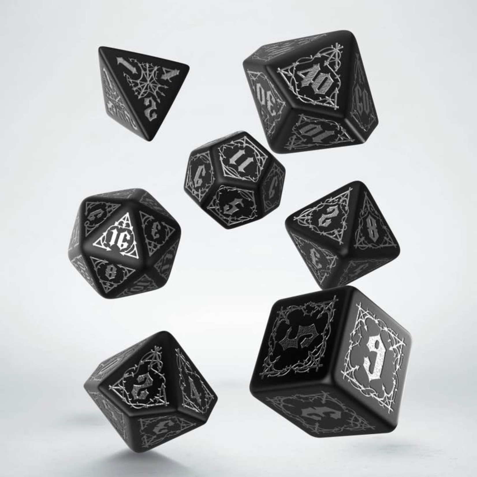Q-Workshop Dice: Bloodsucker Black & Silver | 7 Die Polyhedral Set