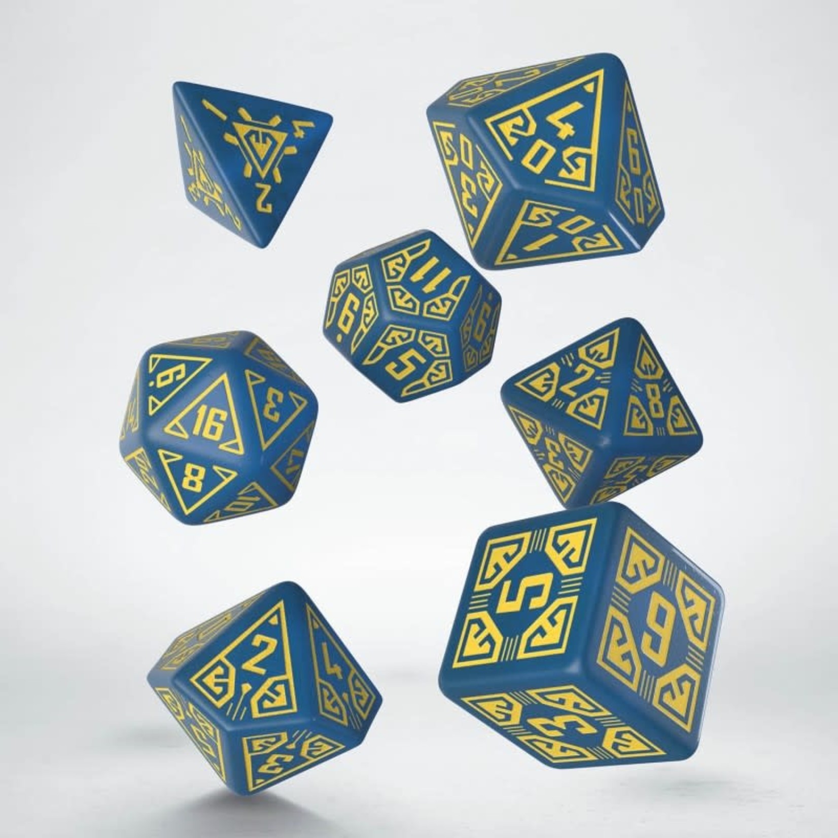Q-Workshop Dice: Arcade Blue & Yellow | 7 Die Polyhedral Set