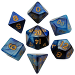 MDG Mini Dice: Blue/Light Blue with Gold Numbers | 10mm 7 Die Polyhedral Set 422
