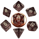 MDG Mini Dice: Ethereal Black with White Numbers | 10mm 7 Die Polyhedral Set 4203