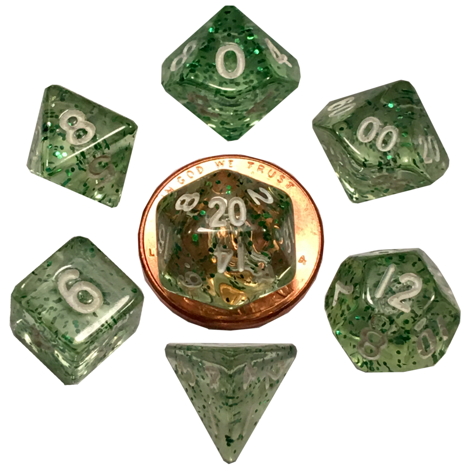 MDG Mini Dice: Ethereal Green | 10mm 7 Die Polyhedral Set