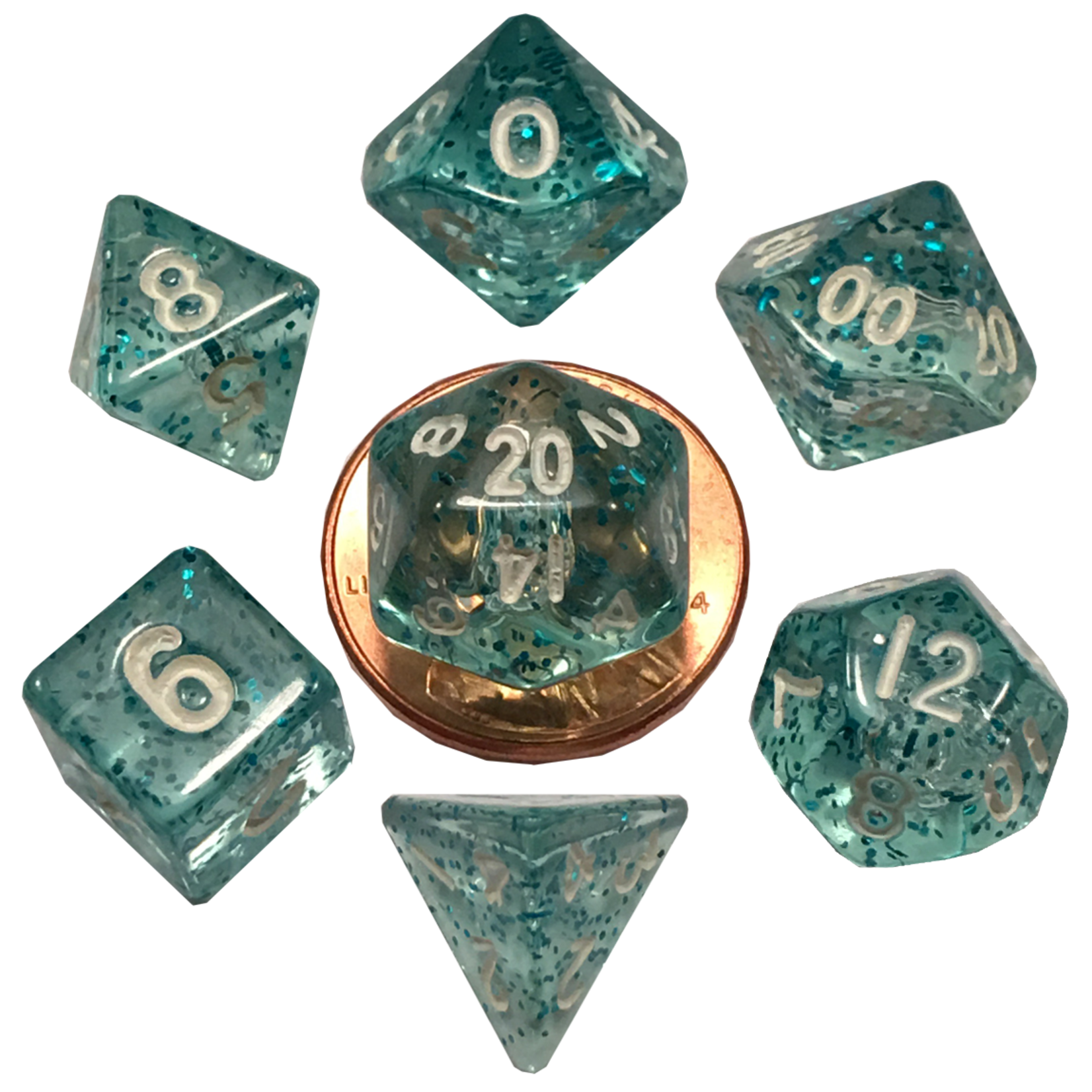 MDG Mini Dice: Ethereal Light Blue | 10mm 7 Die Polyhedral Set