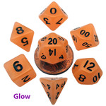 MDG Mini Dice: Glow in the Dark Orange | 10mm 7 Die Polyhedral Set 4304