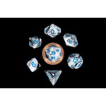 MDG Mini Dice: Marble with Blue Numbers | 10mm 7 Die Polyhedral Set 41032