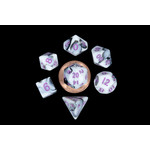 MDG Mini Dice: Marble with Purple Numbers | 10mm 7 Die Polyhedral Set 41037