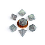 MDG Mini Dice: Stardust Gray w/ Silver Numbers | 10mm 7 Die Polyhedral Set