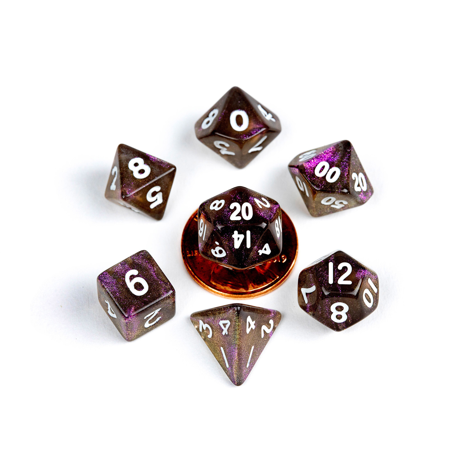 MDG Mini Dice: Stardust Supervolcano | 10mm 7 Die Polyhedral Set 4174