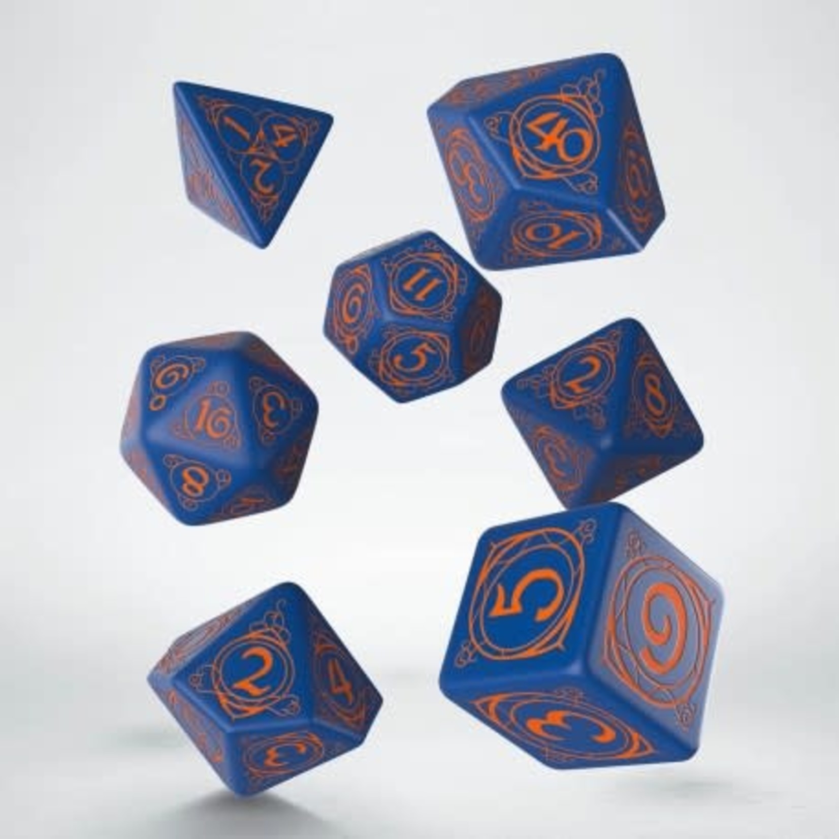 Q-Workshop Dice: Wizard Dark-Blue & Orange  | 7 Die Polyhedral Set