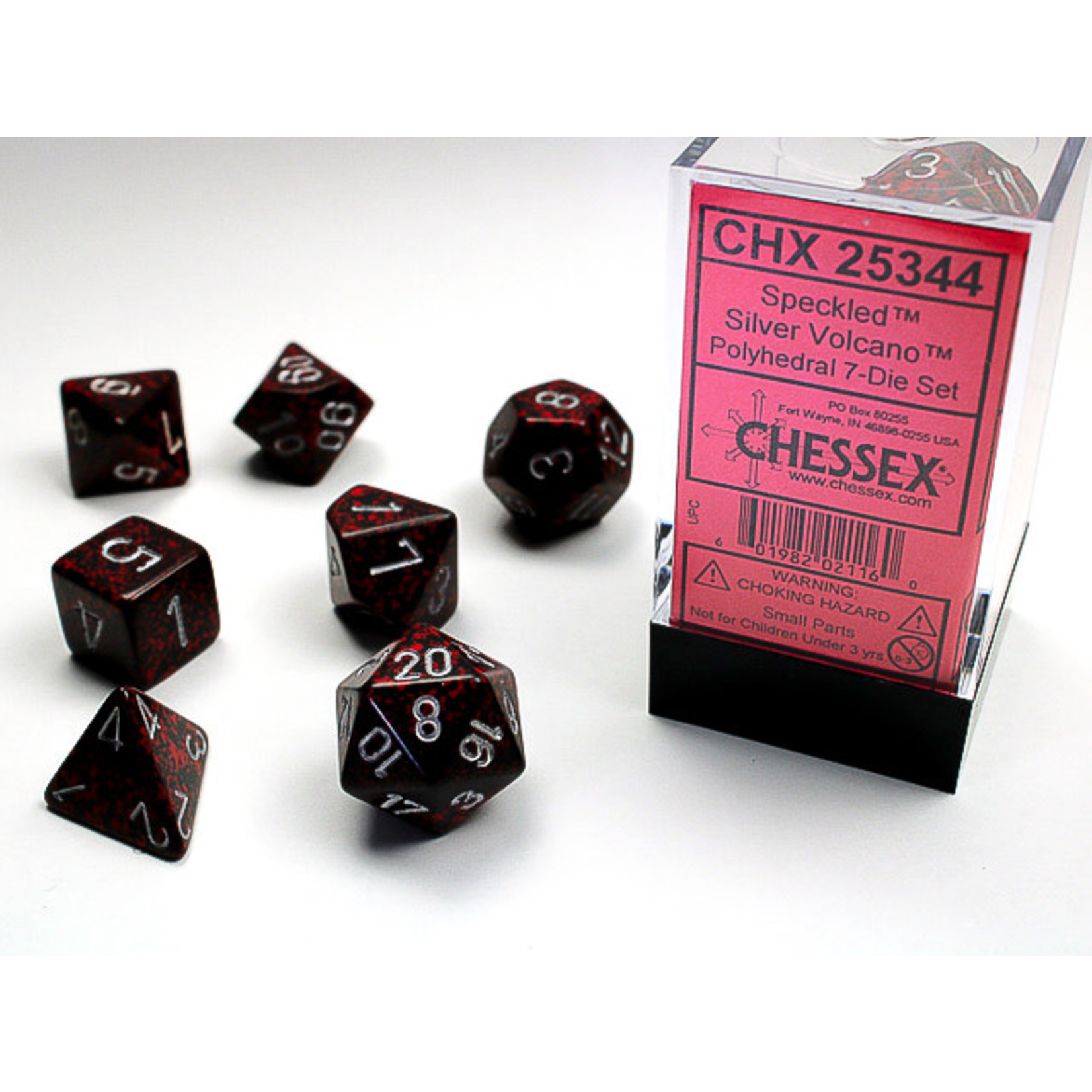 Chessex Speckled Dice: Silver Volcano | 7 Die Polyhedral Set | 25344