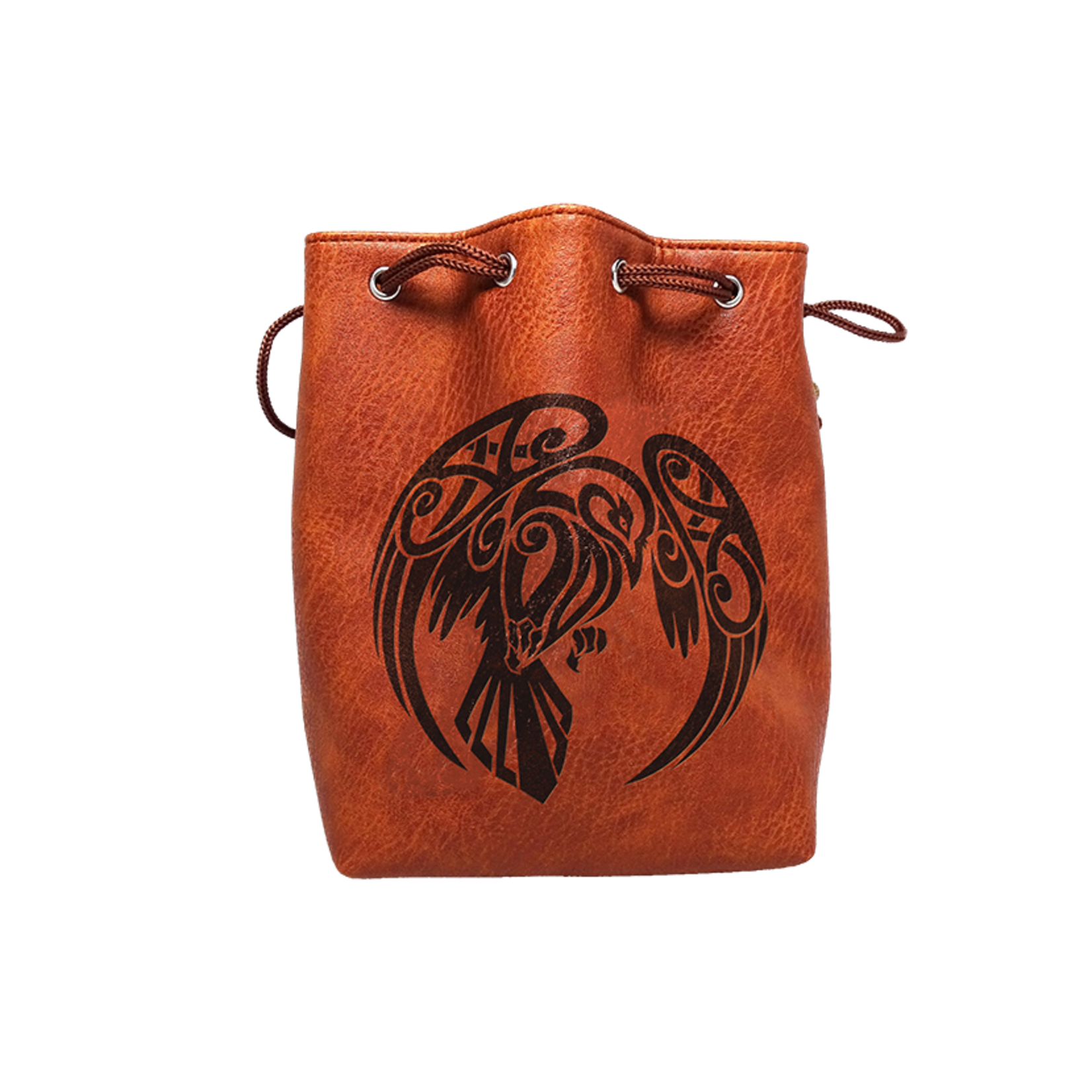 Dice Bag: Leather Lite Self-Standing Large Brown - Raven