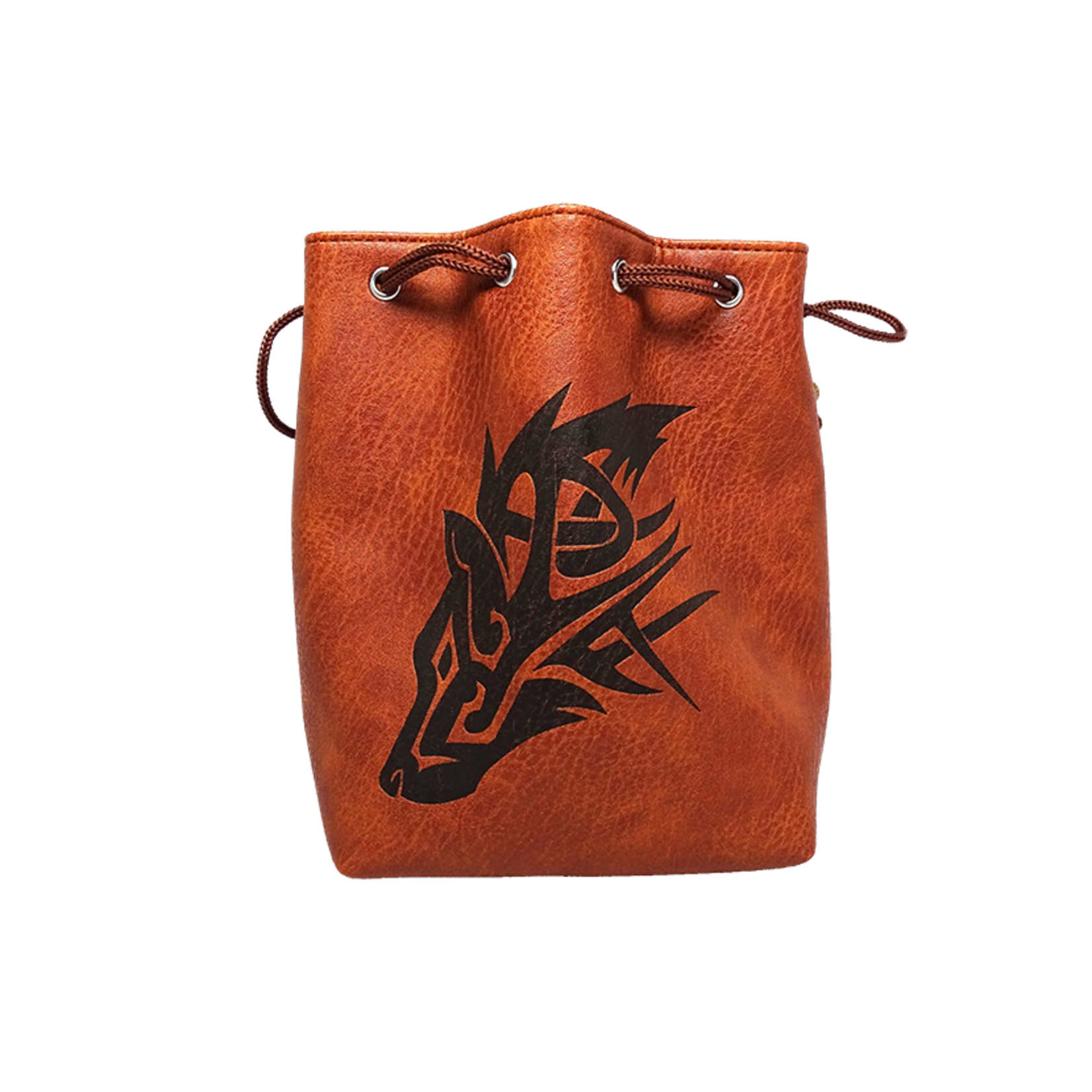 Dice Bag: Leather Lite Self-Standing Large Brown - Wolf