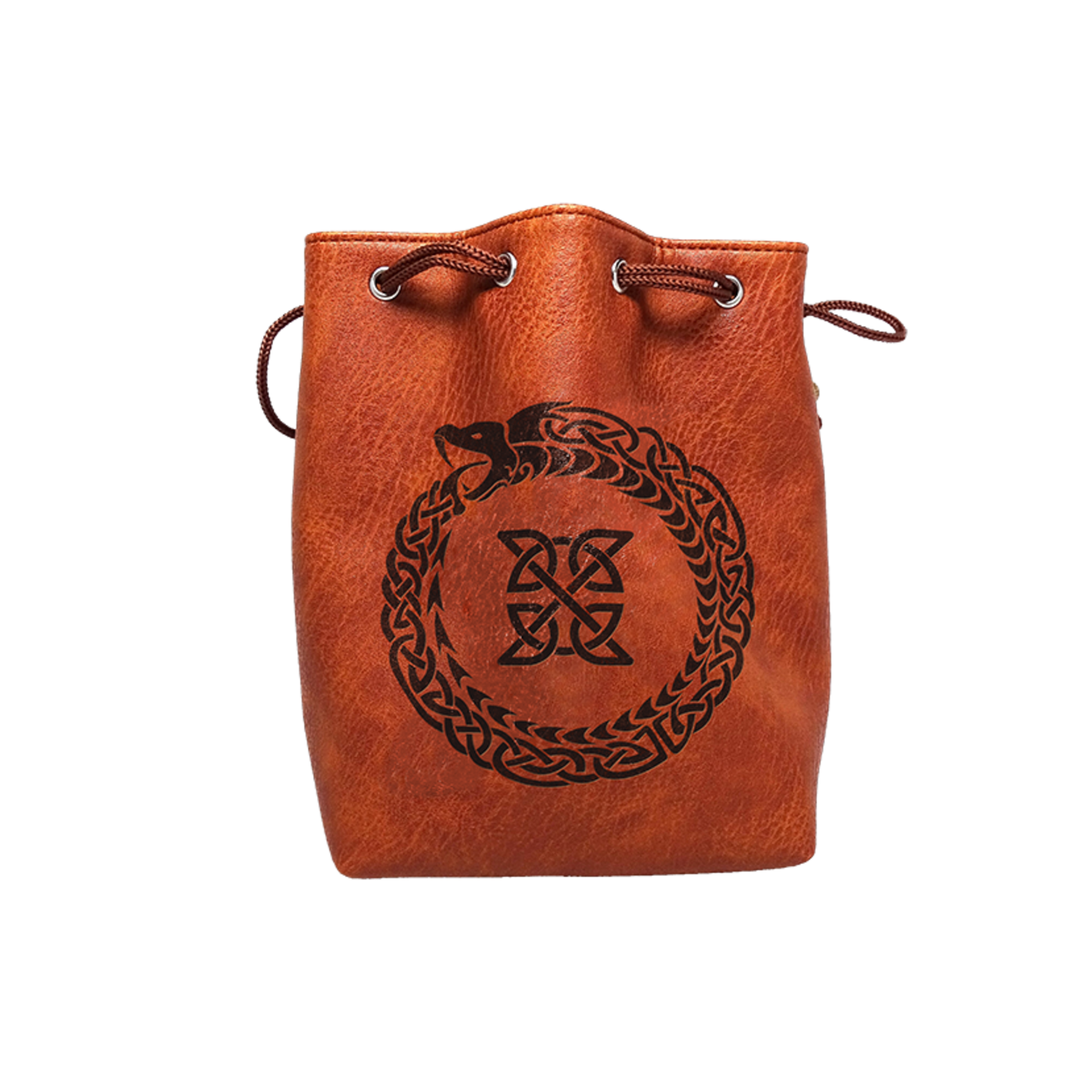 Dice Bag: Leather Lite Self-Standing Large Brown - Ouroboros