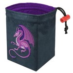Dice Bag: Embroidered Fantasy Purple Dragon