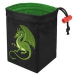 Dice Bag: Embroidered Fantasy Green Dragon