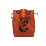 Dice Bag: Leather Lite Self-Standing Large Brown  - Celtic Knot Dragon