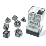 Chessex Borealis Dice: Light Smoke / silver Luminary | 7 Die Polyhedral Set | 27578