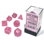 Chessex Borealis Dice: Pink / silver Luminary | 7 Die Polyhedral Set | 27584