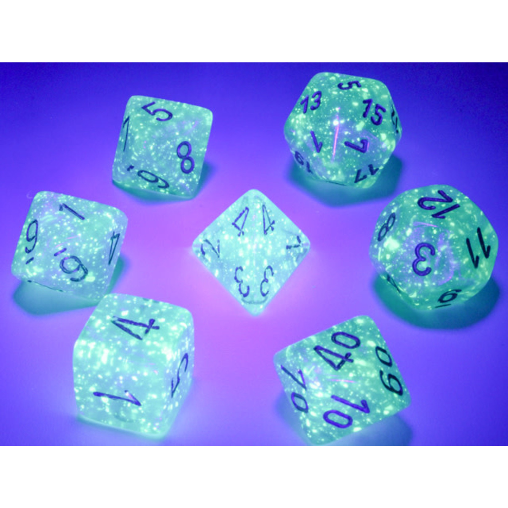 Chessex Borealis Dice: Teal / gold Luminary | 7 Die Polyhedral Set | 27585