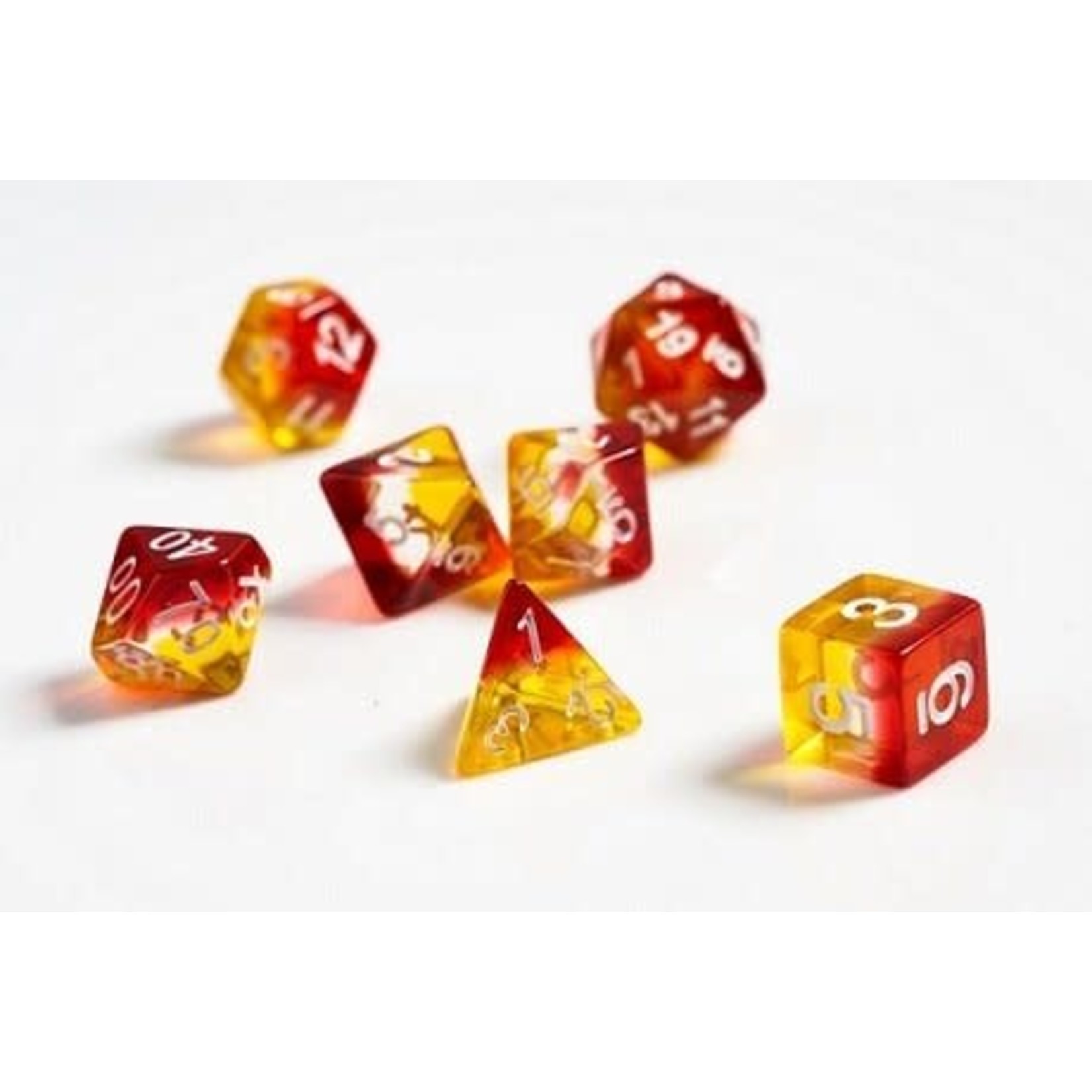 Sirius Dice: Translucent Yellow + Red | 8 Die Polyhedral Set | SDZ0002-06