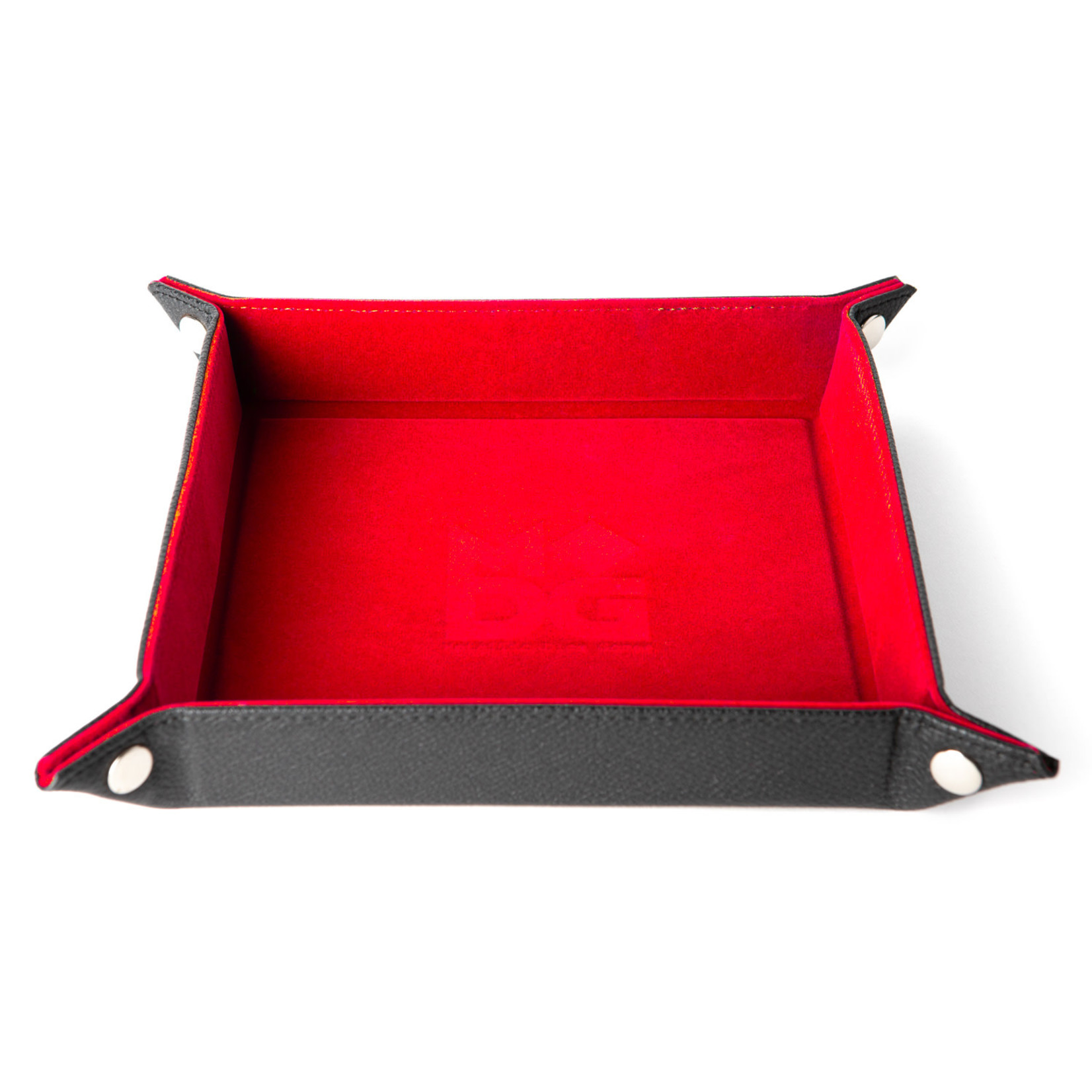 Dice Tray: Red Velvet With Leather Backing - MDG Folding