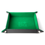 Dice Tray: Green Velvet With Leather Backing - MDG Folding