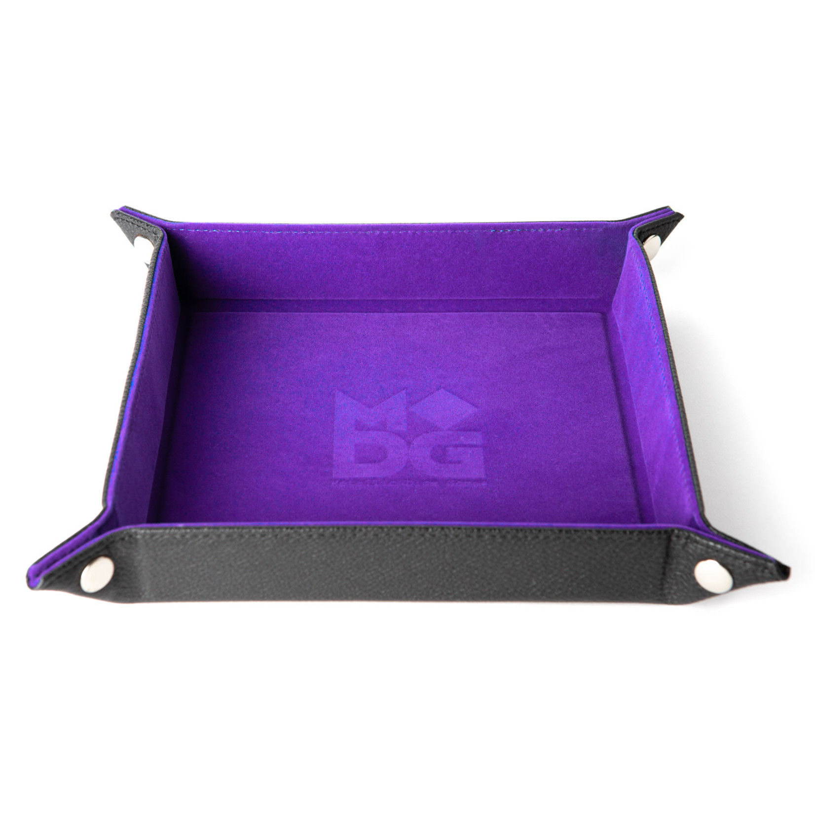 Dice Tray: Purple Velvet With Leather Backing - FanRoll by MDG Folding