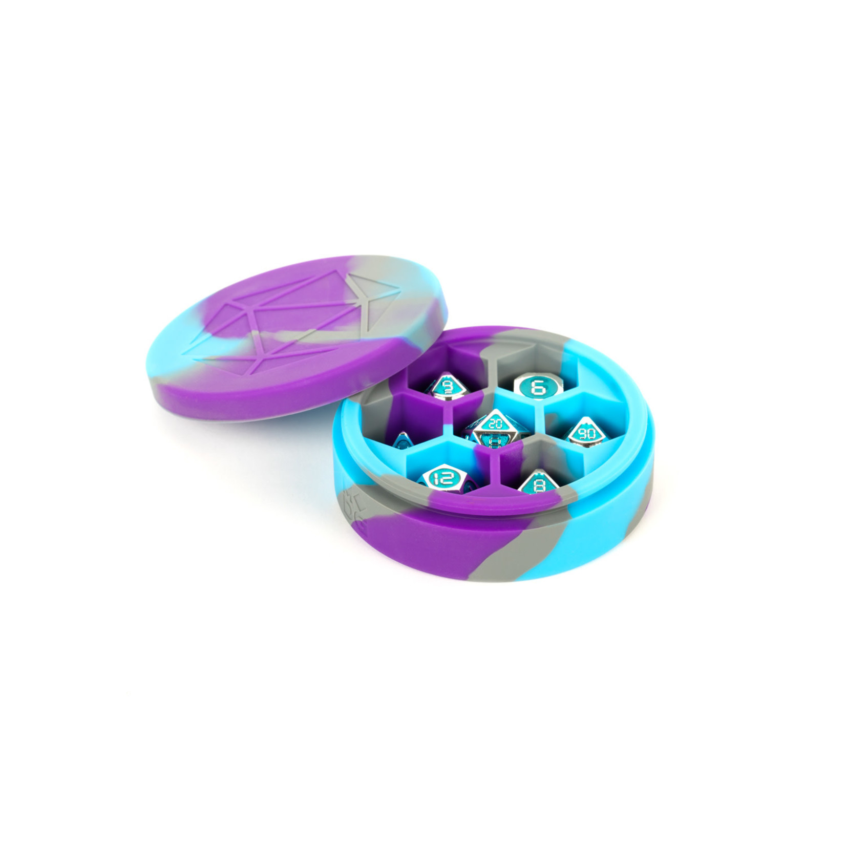 Dice Case: Round Silicone  - Purple/Gray/Light Blue