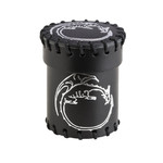 Dice Cup: Leather Dragon Black & Silver